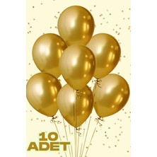 Baloncu Nene 10 Adet Metalik Gold Parlak Balon Doğum Günü Kutlama Süs ve Malzemesi