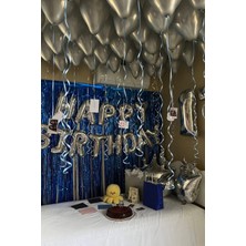 Baloncu Nene Happy Birthday Folyo Set Gümüş Balon Parti Doğum Günü Süsleme Seti