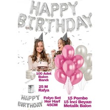 Baloncu Nene Happy Birthday Doğum Günü Seti Pembe Beyaz Balon Set Kadın Erkek Kız Çocuk Parti Süsleri