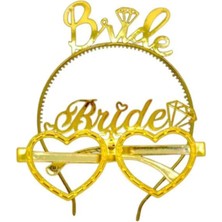 Baloncu Nene Bride Yazılı Taç Gözlük Gold Mika Set Kadın Bekarlığa Veda Gelin Parti Kutlama Süs