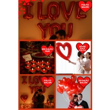 Baloncu Nene Kırmızı Kalpli Balon Kalpli Mum I Love You Folyo Balon Evlilik Teklifi Evlilik Yıl Dönümü Süs