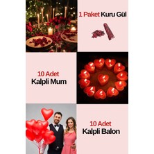 Baloncu Nene 10 Adet Kalpli Balon 10 Kalpli Mum Kuru Gül Helyum Uyumlu Yıl Dönümü Sevgili Romantik Yemek