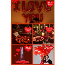Baloncu Nene Kırmızı Kalpli Balon Romantik Set Yıl Dönümü Sevgililer Günü Evlilik Teklifi Malzemeleri ve Süsleri