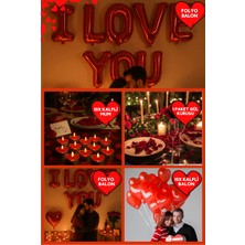 Baloncu Nene Kırmızı Kalpli Balon Romantik Set Yıl Dönümü Sevgililer Günü Evlilik Teklifi Malzemeleri ve Süsleri