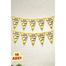 Baloncu Nene Inşaat Temalı Flama Banner Doğum Günü Parti Süsü Iş Makinesi Sarı 10 Adet 24 cm