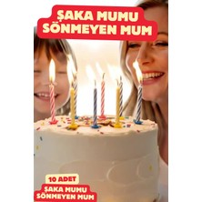Baloncu Nene 10’lu Şaka Mumu Sönmeyen Doğum Günü Mumları Renkli Pasta Mumu