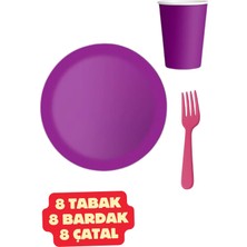 Baloncu Nene Karton Mor 8 Adet Renkli Tabak Bardak Set Doğum Günü Süsleme Parti Malzemesi Süslemedoğum Günü