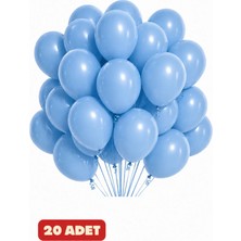 Baloncu Nene Açık Pastel Bebek Mavi Balon 20 Adet Doğum Günü Parti Süsleme Baby Shower Erkek Çocuk Kutlama Balonu