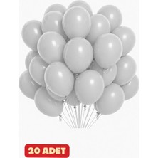 Baloncu Nene 20 Adet Gri Balon |pastel Gri Balon | Parti Balonu | Doğum Günü Balon Seti | Dekorasyon Balonu