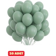 Baloncu Nene 20 Adet Okaliptus Yeşili Pastel Balon Doğum Günü Kutlama Sürpriz Malzeme ve Süs Doğum Günü Balonları
