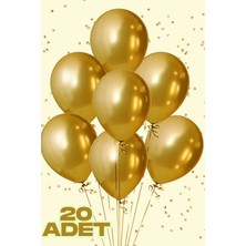 Baloncu Nene 20 Adet Metalik Gold Parlak Balon Doğum Günü Kutlama Süs ve Malzemesi Yılbaşı Balonu
