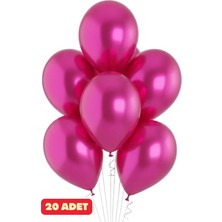 Baloncu Nene 20 Adet Metalik Fuşya Parlak Balon Doğum Günü Kutlama Süs ve Malzemesi