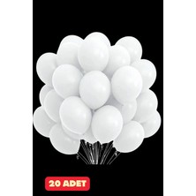 Baloncu Nene 20 Adet Beyaz Pastel Balon Doğum Günü Kutlama Sürpriz Malzeme ve Süsleri Doğum Günü Balonları