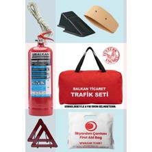 Balkan Ticaret Trafik Seti Oto Güvenlik 2kg Yangın Tüpü Reflektör 2 Adet Takoz 2 Adet Ilkyardım Seti 4 Yıllık