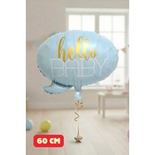 Baloncu Nene Mavi Hello Baby Yazılı Folyo Balon Baby Shower Cinsiyet Belirleme Partisi Süs Hastane