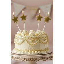 Baloncu Nene Gold 4 Lü Yıldız Pasta Mumu Doğum Günü Pasta Mumu Yaş Doğum Günü Mumu