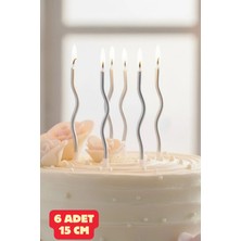 Baloncu Nene Metalik Gümüş Kıvrımlı 15 cm Pasta Mumu Çoklu Paket Doğum Günü Özel Gün