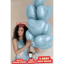 Baloncu Nene Mavi Kalpli Folyo Balon 5 Adet Helyum Uyumlu Balon Sevgili ve Özel Gün Balon