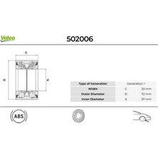Valeo Dpmix-Hb Ön Teker Rulmani P207 06 P208 12 P301-C-ELYSEE 12 P2008 13 C2 03 C3 02 C4 14 Ds3 37X72X33