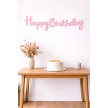 Baloncu Nene Pembe Happy Birthday Yazılı Banner Doğum Günü Yazısı Kız Çocuk Kutlama Doğum Günü Set