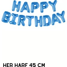 Baloncu Nene Mavi Happy Bırthday Folyo Set Balon Doğum Günü Helyum Doğum Günü Süs Kutlama Çocuk Doğum Günü