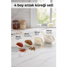 Muf Home Pratik 4'lü Erzak Küreği Seti (60-80-120-240 Ml) | Un, Şeker, Bakliyat ve Mama Ölçü Kabı 4 Boy Erzak ve Bakliyat Küreği Seti | Bpa Içermez