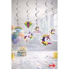 Baloncu Nene Unicorn Tavan Sarkıtı Seti 15 cm Çift Taraflı Baskılı Çocuk Doğum Günü Parti Süsü