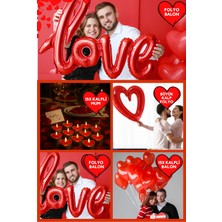 Baloncu Nene Kırmızı Kalpli Balon Kalpli Mum Love Büyük Kalp Folyo Balon Evlilik Teklifi Evlilik Yıl Dönümü Süs
