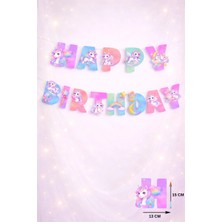 Baloncu Nene 3D Kesim Unicorn Happy Birthday Yazısı Doğum Günü Banner Süsleme
