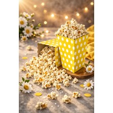 Baloncu Nene Sarı Puantiyeli Patlamış Mısır Kutusu 8X11,5 cm 8 Adet Popcorn Box Parti Doğum Günü Süs