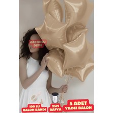 Baloncu Nene Bej Yıldız Folyo Balon 5 Adet Helyum Uyumlu Balon Sevgili ve Özel Gün Balon