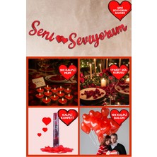 Baloncu Nene Seni Seviyorum Banner Kalpli Balon Gül ve Kalpli Mum Set Sevgililer Günü Özel Gün