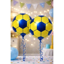 Baloncu Nene 2 Adet 43 cm Folyo Taraftar Top Balon Sarı Lacivert Futbol Topu Parti Balonu