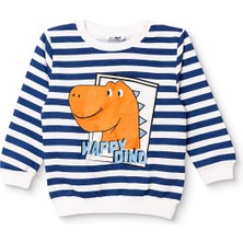 Hellobaby Erkek Bebek Sweatshirt Dinozor Baskılı Bisiklet Yaka Uzun Kol