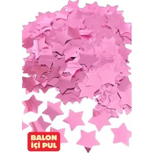 Baloncu Nene Pembe Yıldız Desenli Balon Içi Konfeti Pul Parçaları Balon Süs Doğum Günü Süs 20 Balonluk