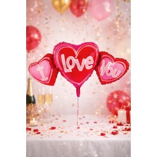 Baloncu Nene I Love You Yazılı Kırmızı Folyo Kalpli Balon Helyum Balon Sevgili ve Özel Gün Için Balon