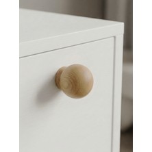 Üçer Ahşap ( 1 Adet) Doğal Kayın Ağacı Yuvarlak Top Kulp 30 mm - Vernikli Ahşap Çekmece ve Dolap Kulpu (Montaj Vidası Dahil)