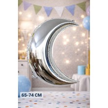 Baloncu Nene Gümüş Büyük Ay Folyo Balon Doğum Günü Folyo Balon Karekter Folyo Çocuk Doğum Günü Balon