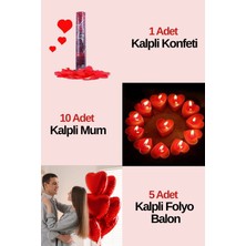 Baloncu Nene 5 Adet Kalpli Folyo Balon Konfeti 10 Kalpli Mum Helyum Uyumlu Yıl Dönümü Sevgili