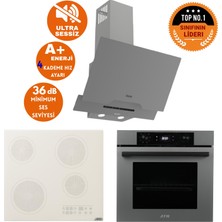 Afm Tech ve Ferre Marka Bt Sessiz Elekt Vitro Antrasit-Gri Ankastre SET(D065-SA+V6-05 BEYAZ+FM7710)