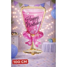 Baloncu Nene Happy Birthday Yazılı Pembe Kadeh Folyo Balon 1 Metre Doğum Günü Kutlama Özel Gün Süs Malzeme