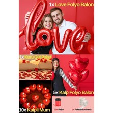 Baloncu Nene Kalpli Balon 5 Adet Kuru Gül 1 Paket Mum Love Yazılı Balon Özel Gün Yıl Dönümü Sevgili