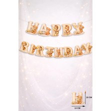 Baloncu Nene Ayıcıklı 3D Happy Birthday Banner Yazısı Doğum Günü Süsü Doğum Günü Yazısı Dekoratif Karton Süs
