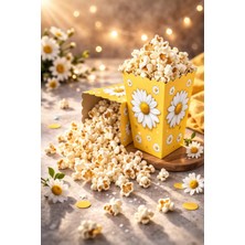 Baloncu Nene Doğum Günü, Baby Shower ve Parti Için Papatya Desenli Popcorn (Patlamış Mısır) Kutusu 8 Adet