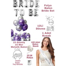 Baloncu Nene Bride To Be Folyo Mor Balon Gelin Bekarlığa Veda Parti Konsepti Malzemeleri Set Parti Set Bride Set