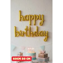 Baloncu Nene Gold Happy Birthday Yazılı Folyo Balon El Yazılı Happy Yazısı Doğum Günü Balonu