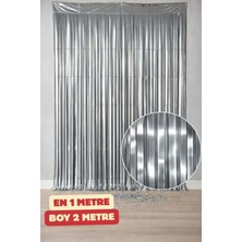 Baloncu Nene Gümüş Parlak Duvar Süsü Duvar ve Kapı Perdesi 1x2 Metre Doğum Günü Kutlama Süsü