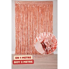 Baloncu Nene Rose Gold Duvar Arka Fon Parlak Duvar Süsü Duvar ve Kapı Perdesi Doğum Günü Özel Gün Kutlama Süs