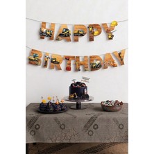 Baloncu Nene 3D Kesim Inşaat Temalı Happy Birthday Yazısı Doğum Günü Banner Süsleme
