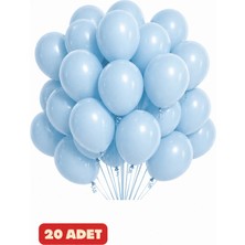 Baloncu Nene Pastel Bebek Açık Mavi Balon 20 Adet Doğum Günü Parti Süsleme Baby Shower Erkek Çocuk Kutlama Balonu